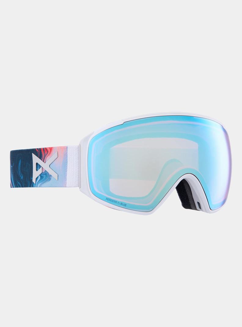 Burton Anon M4S Low Bridge Fit Goggles (Toric) + Bonus Lens + MFI® FACE MASK Skibrillen Herren Blau Rosa | 132-GWBFIN
