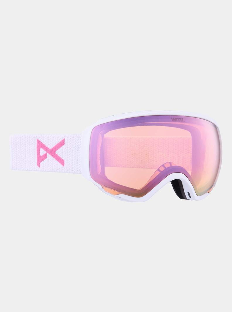 Burton Anon WM1 Goggles + Bonus Lens + MFI® Face Mask Skibrillen Damen Weiß Rosa Blau | 653-YNGBEX