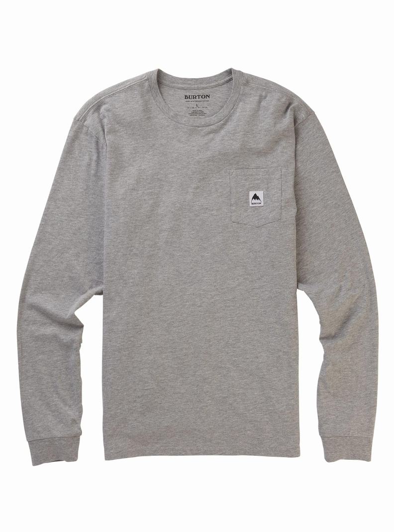 Burton Colfax Long Sleeve T-Shirts Herren Grau | 384-PHSTNF