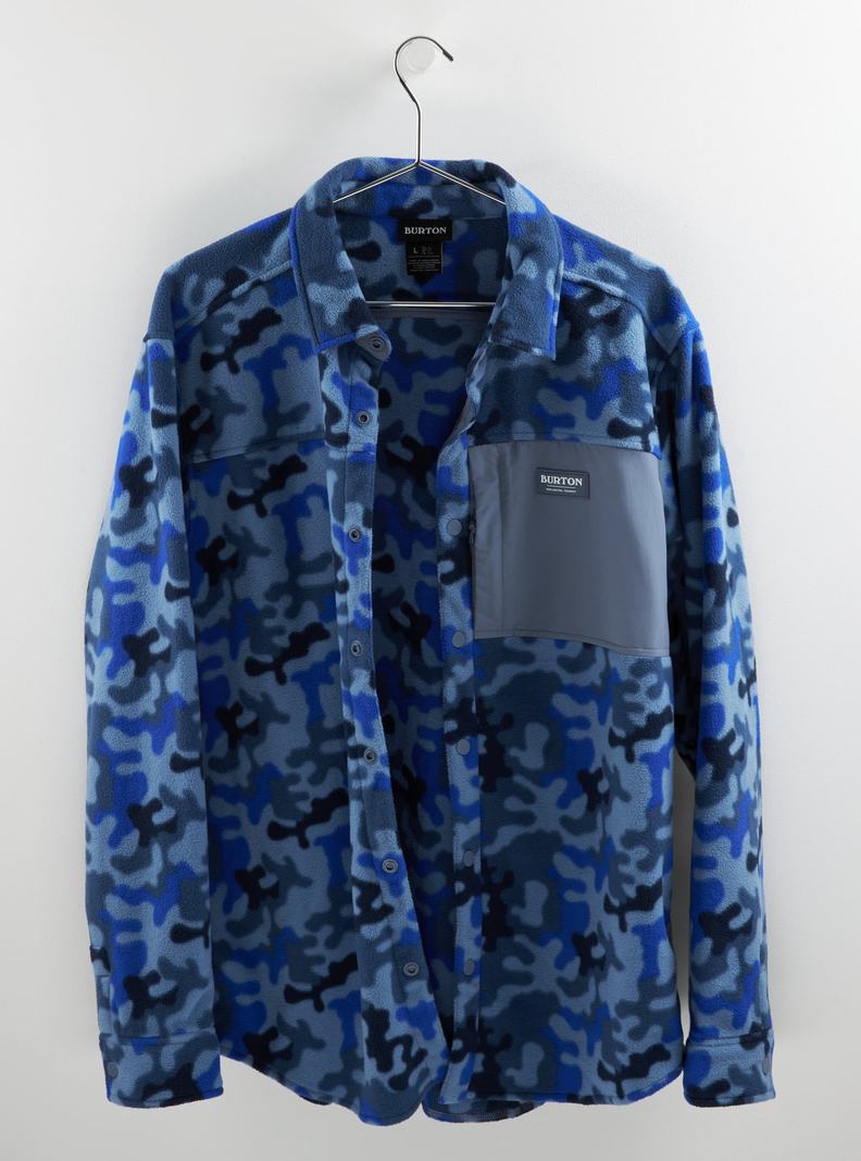 Burton Hearth Fleece Shirt Hemd Herren Blau Camouflage | 450-QOYAPV