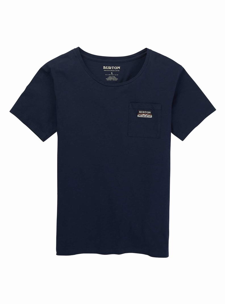 Burton Klassische Kurzes Sleeve Pocket T-Shirts Damen Blau | 470-PJQINB