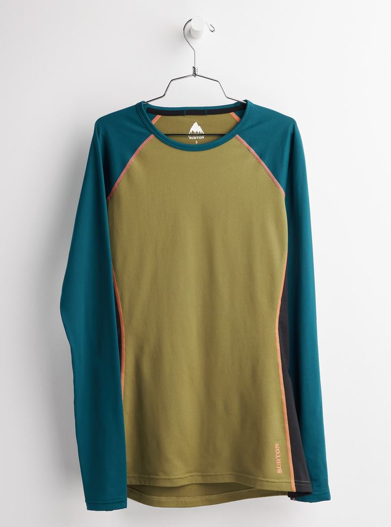 Burton Midweight X Base Layer Crew Funktionswäsche Damen Blau Olivgrün | 349-NLKUQX