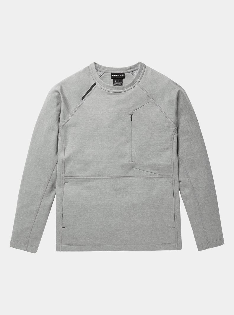 Burton Multipath Grid Crewneck Fleece Sweatshirts Damen Grau | 394-AJBIGZ