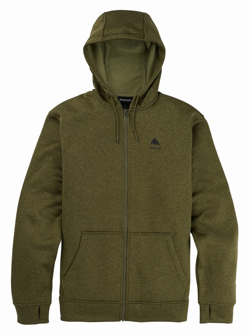 Burton Oak Full-Zip Hoodie Sweatshirts Herren Olivgrün | 746-JNUEMR
