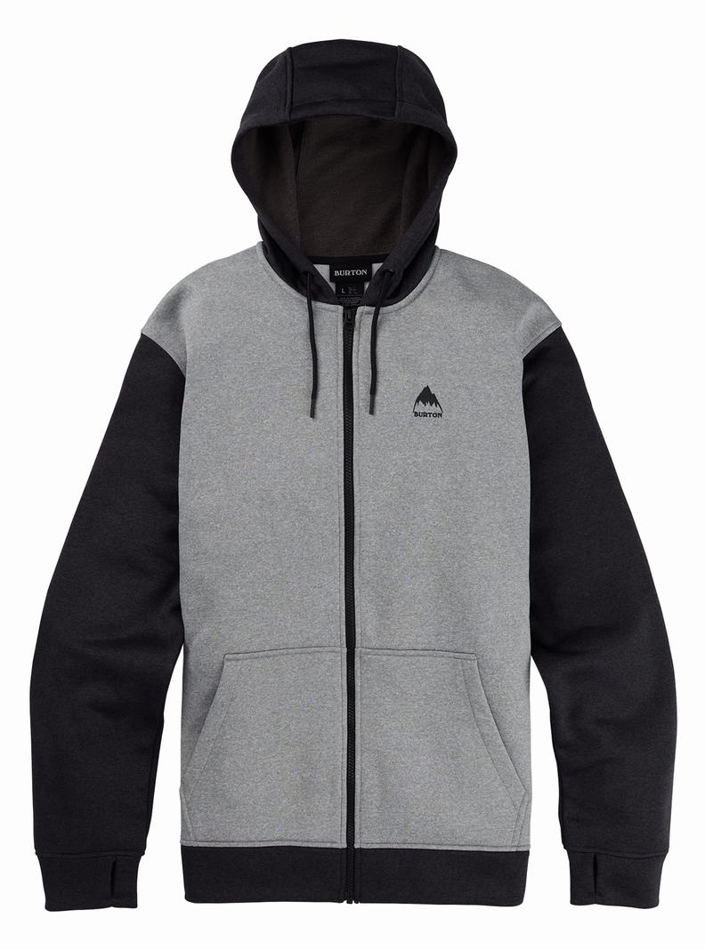 Burton Oak Full-Zip Hoodie Sweatshirts Herren Grau Schwarz | 843-DNCMLG