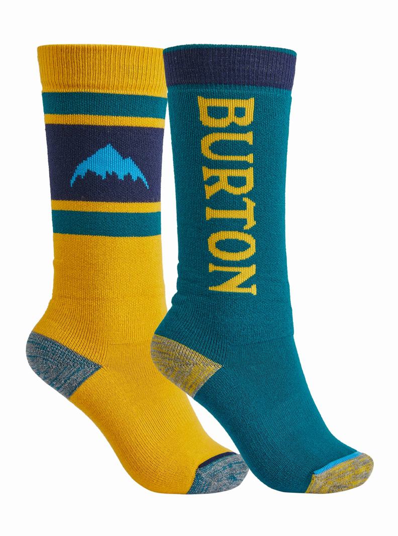 Burton Weekend Midweight 2-Pack Socken Kinder Blau Gelb | 048-JBLPIV