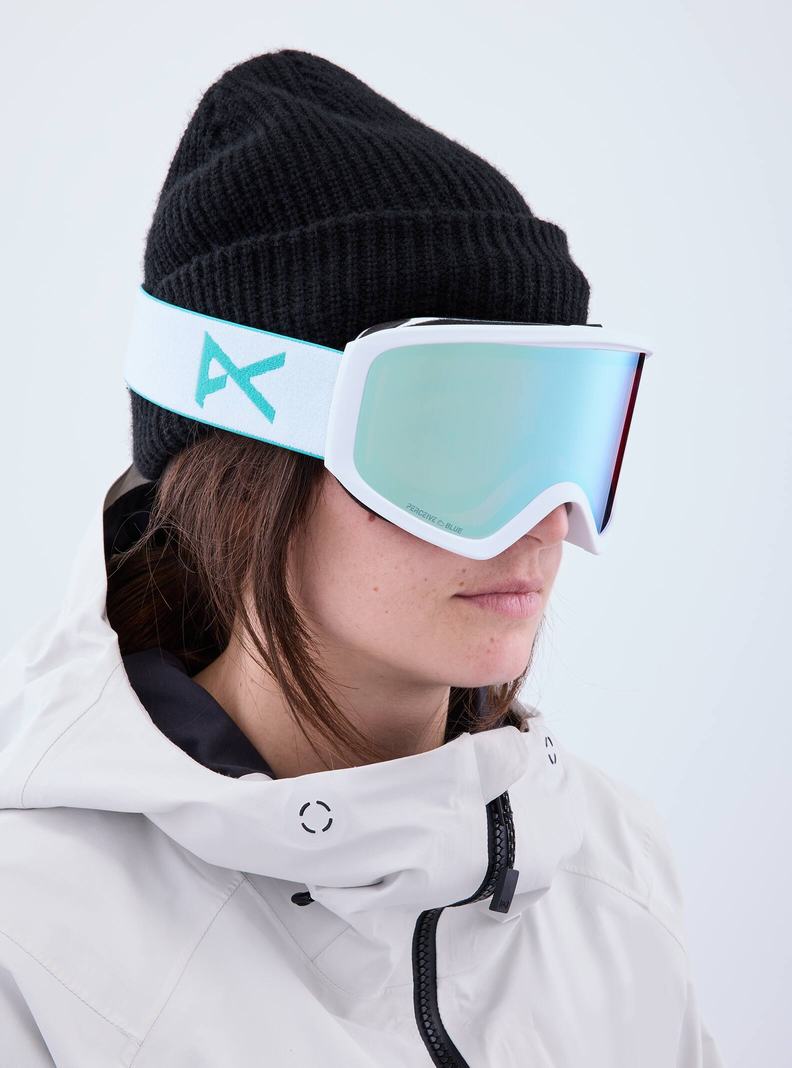 Burton Anon Insight Goggles + Bonus Lens Skibrillen Herren Weiß Blau | 497-AVFWET