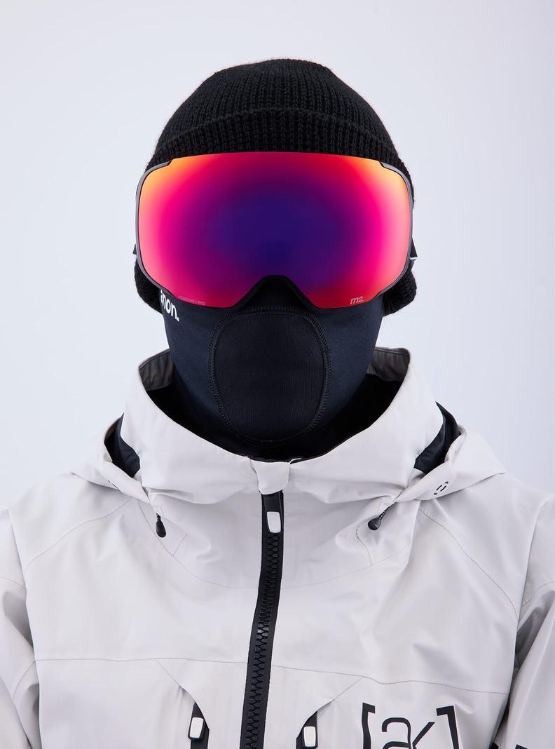 Burton Anon M2 Goggles + Bonus Lens + MFI® Face Mask Skibrillen Damen Schwarz Orange Rot | 347-GMEPWN