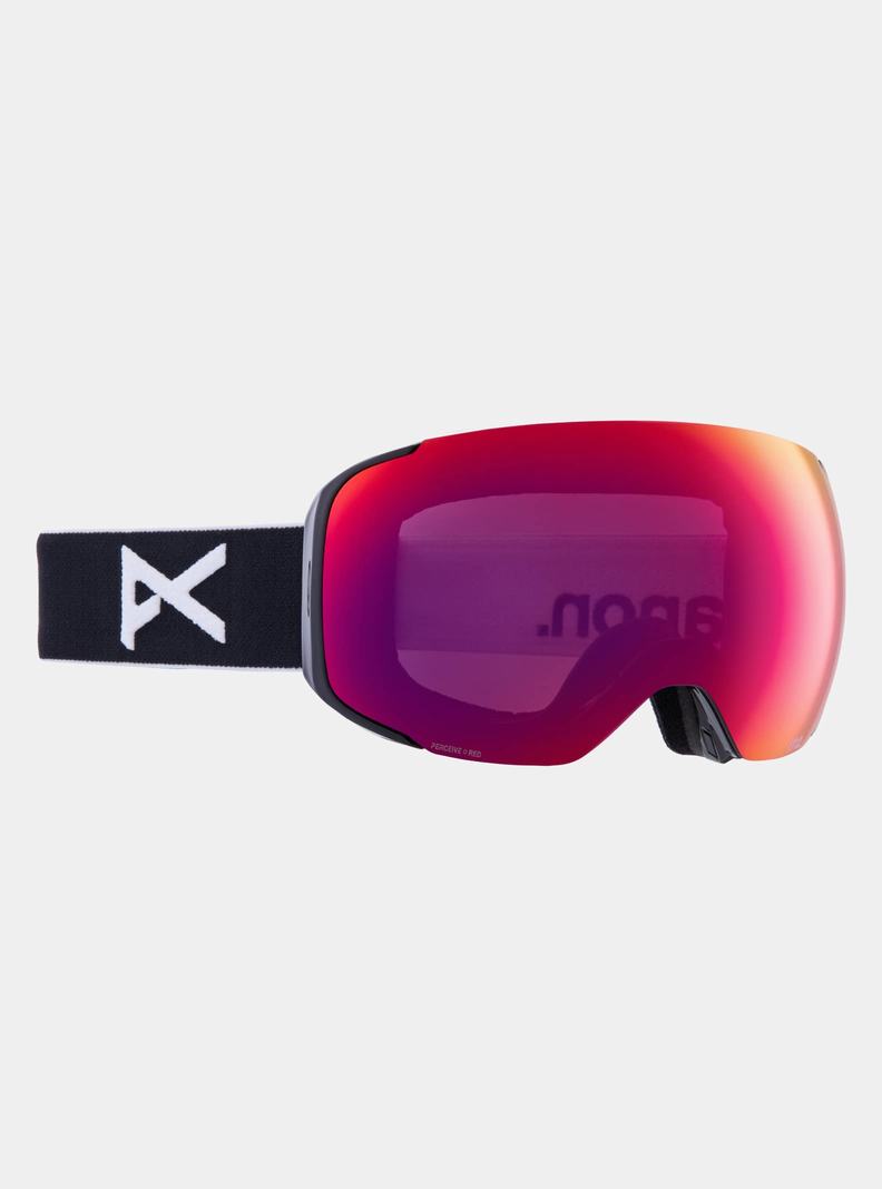 Burton Anon M2 Low Bridge Fit Goggles + Bonus Lens + MFI® Face Mask Skibrillen Herren Schwarz Orange Rot | 025-RFUBGA