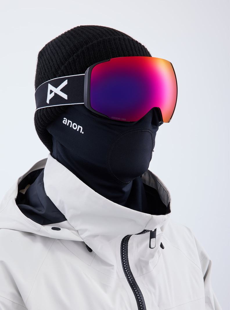 Burton Anon M2 Low Bridge Fit Goggles + Bonus Lens + MFI® Face Mask Skibrillen Damen Schwarz Orange Rot | 548-NTURZB
