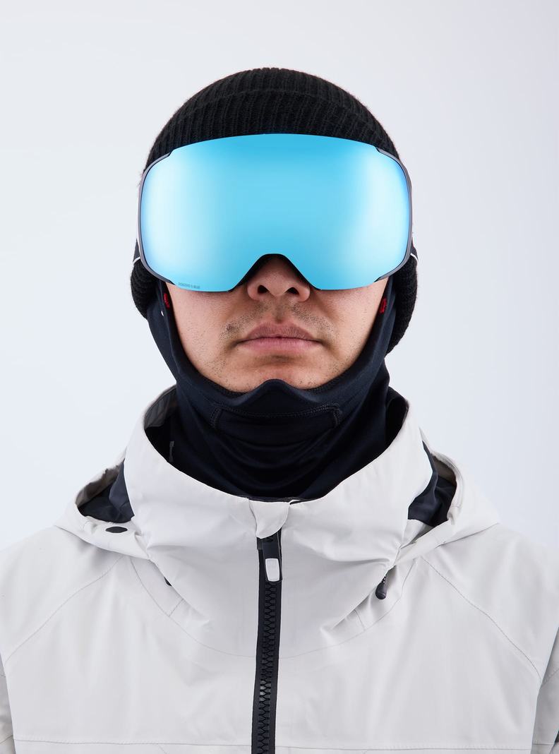 Burton Anon M2 Low Bridge Fit Goggles + Bonus Lens + MFI® Face Mask Skibrillen Herren Schwarz Blau Rosa | 697-PVLIUN