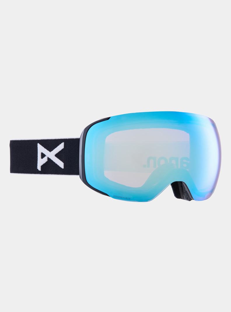 Burton Anon M2 Low Bridge Fit Goggles + Bonus Lens + MFI® Face Mask Skibrillen Herren Schwarz Blau Rosa | 697-PVLIUN