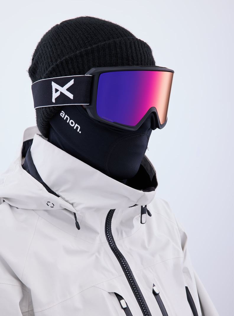 Burton Anon M3 Goggles + Bonus Lens + MFI® Face Mask Skibrillen Damen Schwarz Orange Rot | 672-GDAEKL