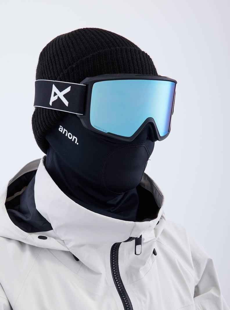 Burton Anon M3 Low Bridge Fit Goggles + Bonus Lens + MFI® Face Mask Skibrillen Herren Schwarz Blau Rosa | 169-YSVTKI
