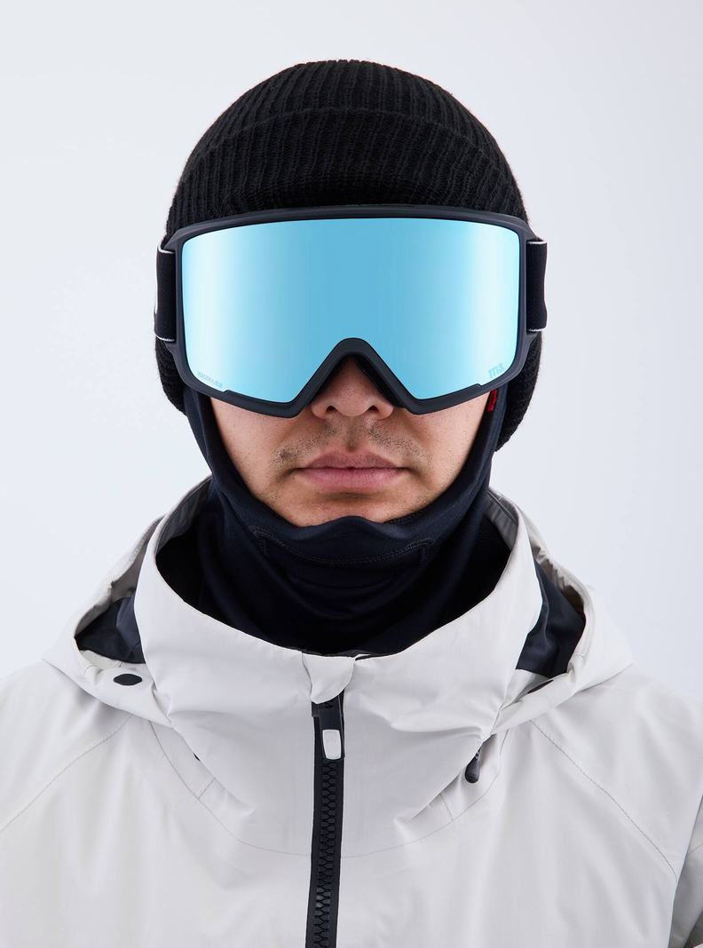 Burton Anon M3 Low Bridge Fit Goggles + Bonus Lens + MFI® Face Mask Skibrillen Herren Schwarz Blau Rosa | 169-YSVTKI