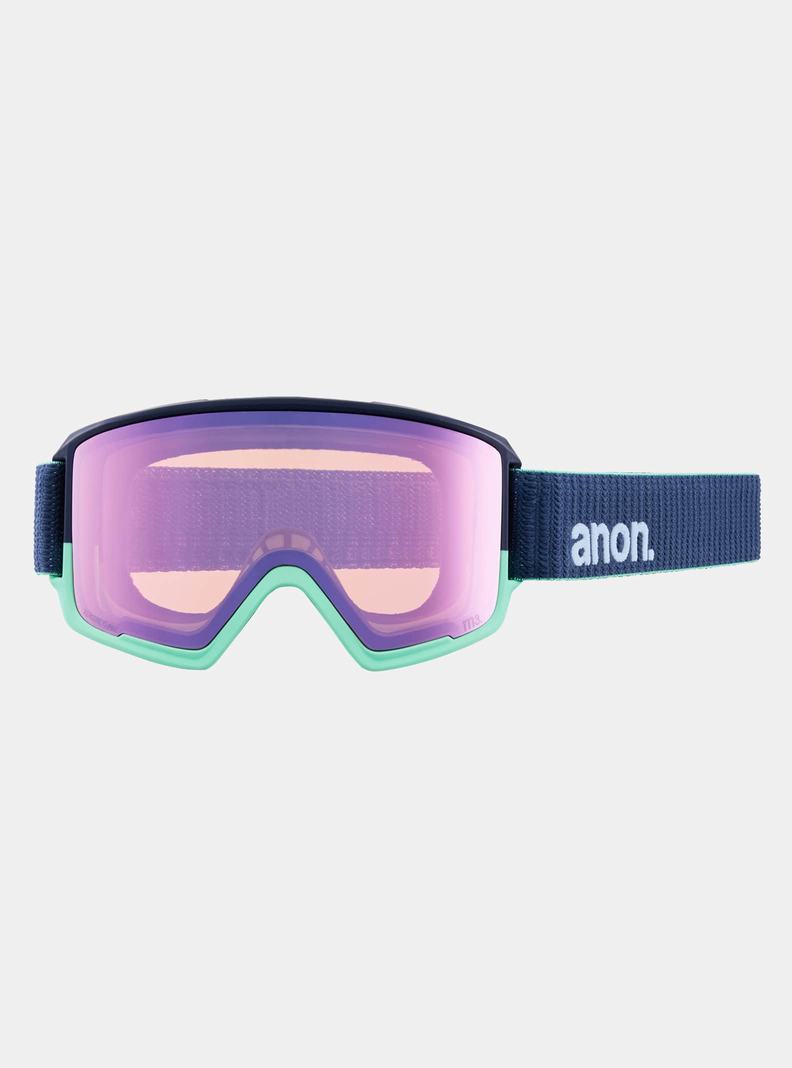 Burton Anon M3 Low Bridge Fit Goggles + Bonus Lens + MFI® Face Mask Skibrillen Herren Schwarz Blau Rosa | 169-YSVTKI