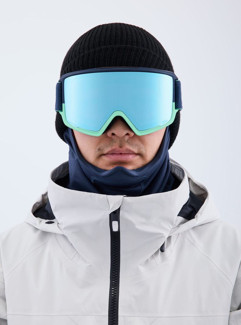 Burton Anon M3 Low Bridge Fit Goggles + Bonus Lens + MFI® Face Mask Skibrillen Herren Navy Blau Rosa | 394-YOCMIA