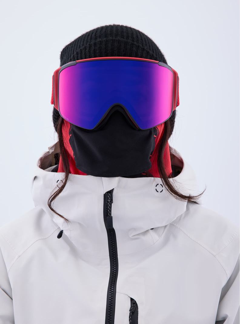 Burton Anon M4S Goggles (Cylindrical) + Bonus Lens + MFI® Face Mask Skibrillen Damen Rot Orange Rot | 169-ODNXMV