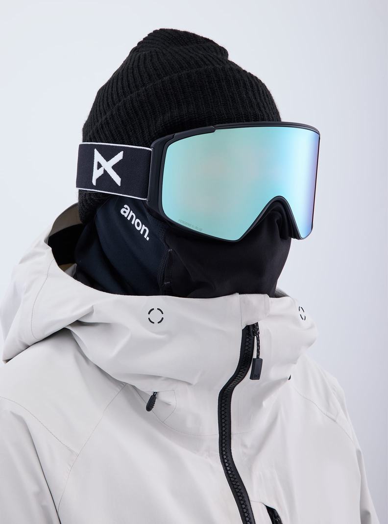 Burton Anon M4S Low Bridge Fit Goggles (Cylindrical) + Bonus Lens + MFI® FACE MASK Skibrillen Damen Schwarz Blau Rosa | 145-VOPWEH
