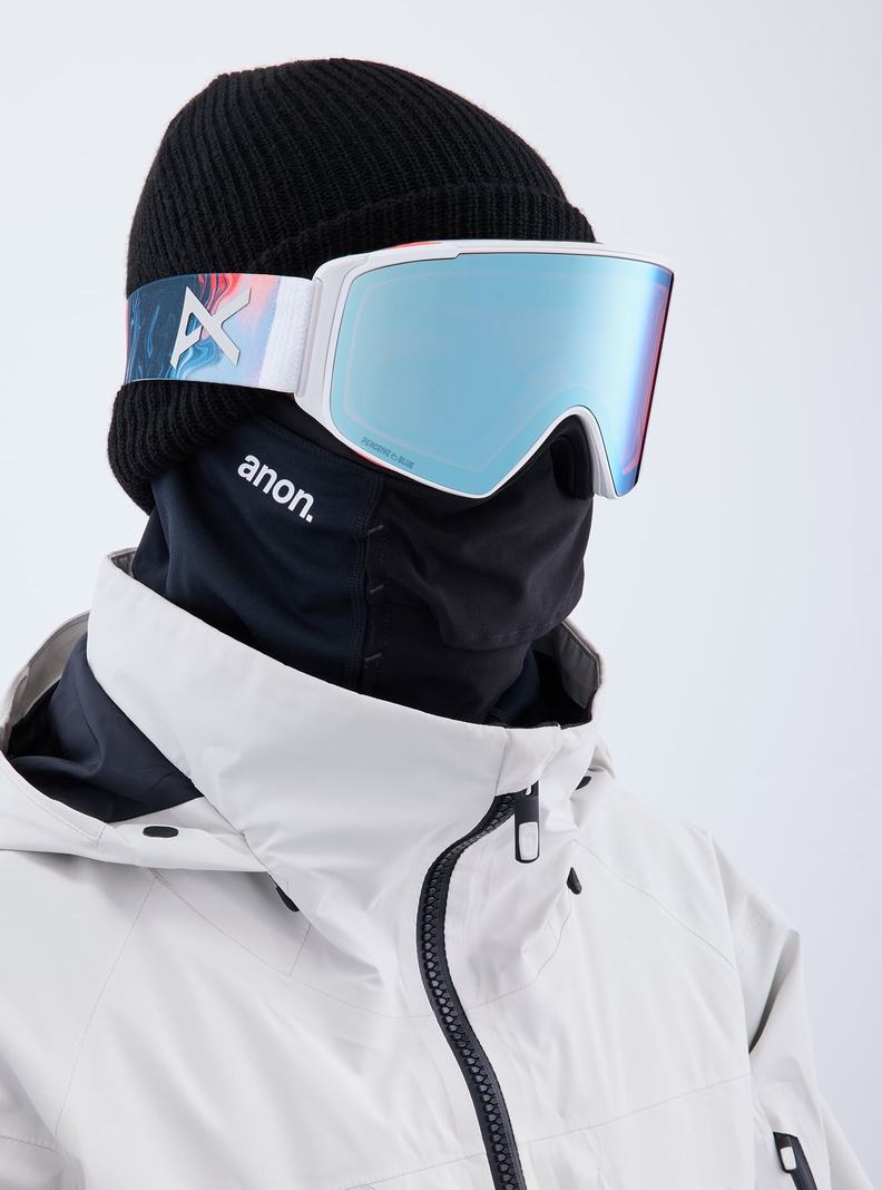 Burton Anon M4S Low Bridge Fit Goggles (Cylindrical) + Bonus Lens + MFI® FACE MASK Skibrillen Herren Blau Rosa | 364-BQZMKY
