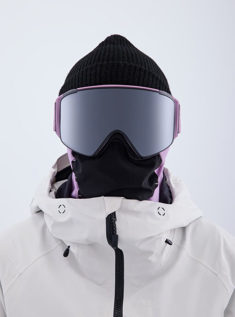 Burton Anon M4S Low Bridge Fit Goggles (Cylindrical) + Bonus Lens + MFI® FACE MASK Skibrillen Herren Lila Orange Schwarz | 379-UCWLIQ