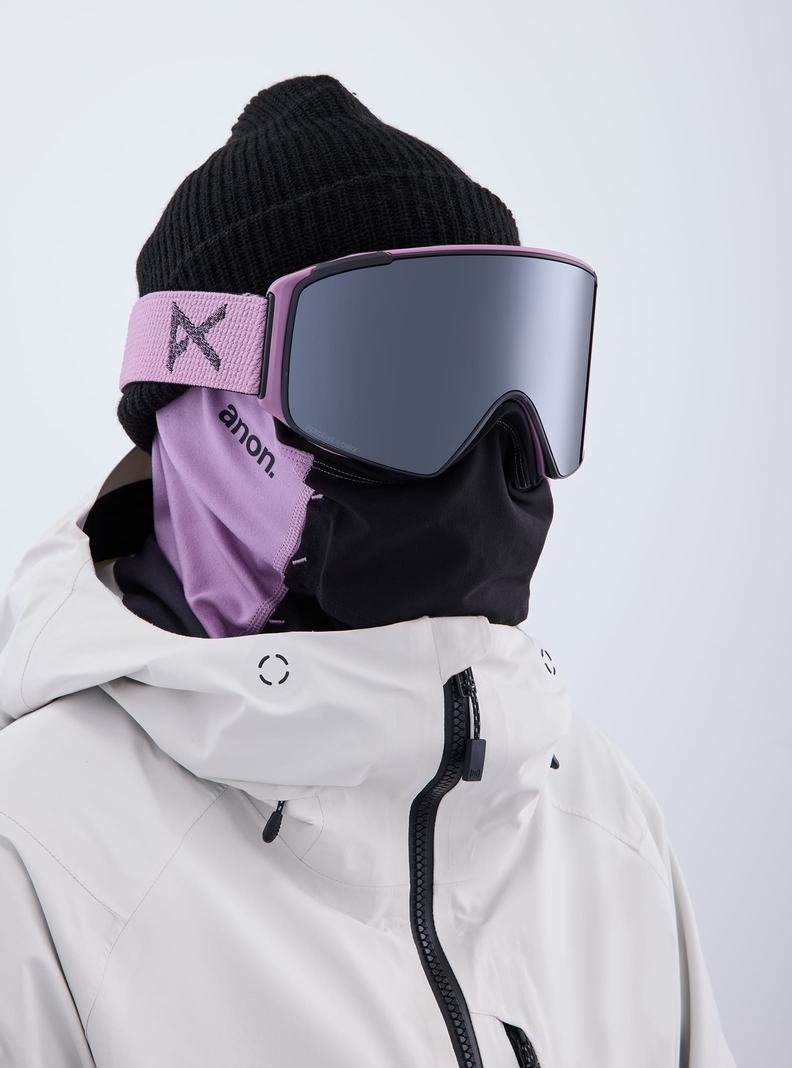 Burton Anon M4S Low Bridge Fit Goggles (Cylindrical) + Bonus Lens + MFI® FACE MASK Skibrillen Herren Lila Orange Schwarz | 379-UCWLIQ