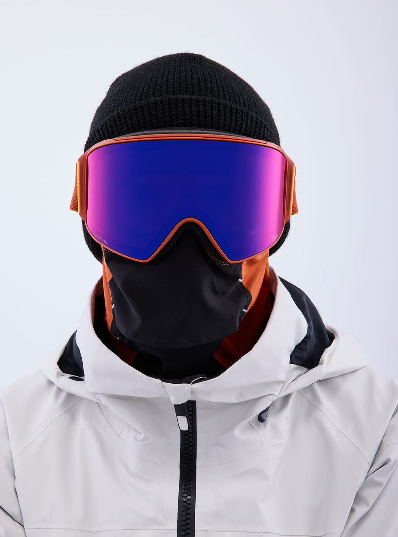 Burton Anon M4 Goggles (Cylindrical) + Bonus Lens + MFI® Face Mask Skibrillen Herren Orange Rot | 047-HQEMKL