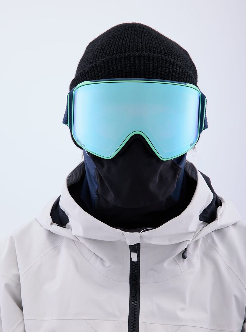 Burton Anon M4 Goggles (Cylindrical) + Bonus Lens + MFI® Face Mask Skibrillen Herren Navy Blau Rosa | 248-BQYRTM