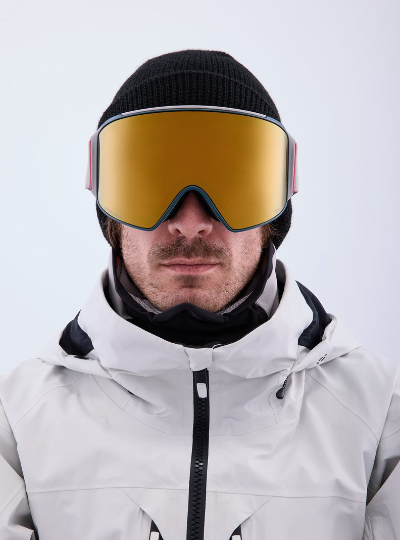 Burton Anon M4 Goggles (Cylindrical) + Bonus Lens + MFI® Face Mask Skibrillen Damen Grau Orange | 276-TMFOKA