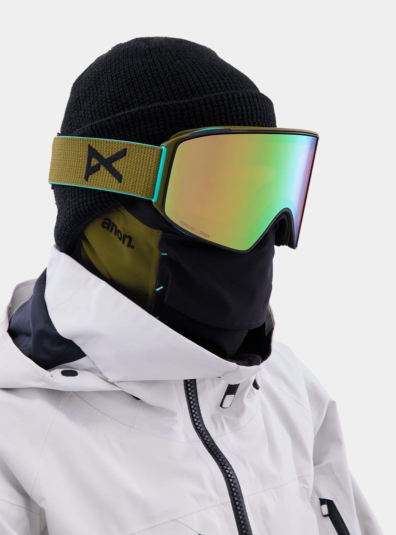 Burton Anon M4 Goggles (Cylindrical) + Bonus Lens + MFI® Face Mask Skibrillen Damen Grün Rosa | 349-LYVJPG