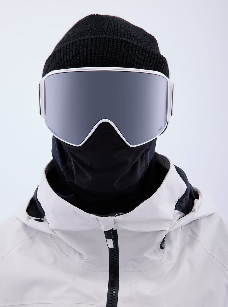 Burton Anon M4 Goggles (Cylindrical) + Bonus Lens + MFI® Face Mask Skibrillen Herren Weiß Orange Schwarz Lila | 562-DHLFIB