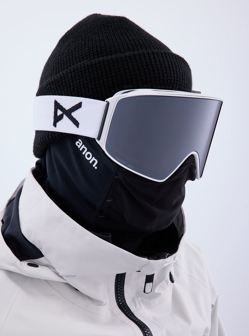 Burton Anon M4 Goggles (Cylindrical) + Bonus Lens + MFI® Face Mask Skibrillen Herren Weiß Orange Schwarz Lila | 562-DHLFIB