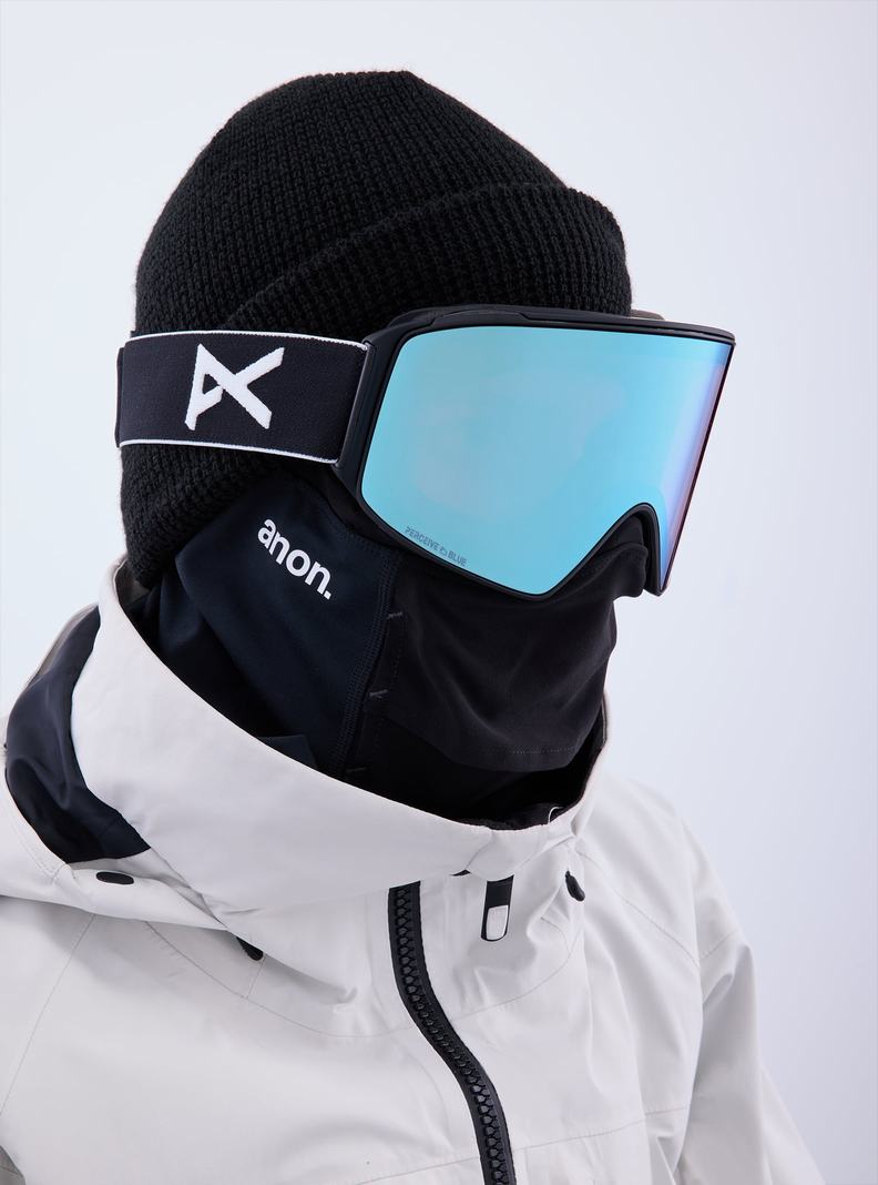 Burton Anon M4 Goggles (Cylindrical) + Bonus Lens + MFI® Face Mask Skibrillen Damen Schwarz Blau Rosa | 620-VWFMPH