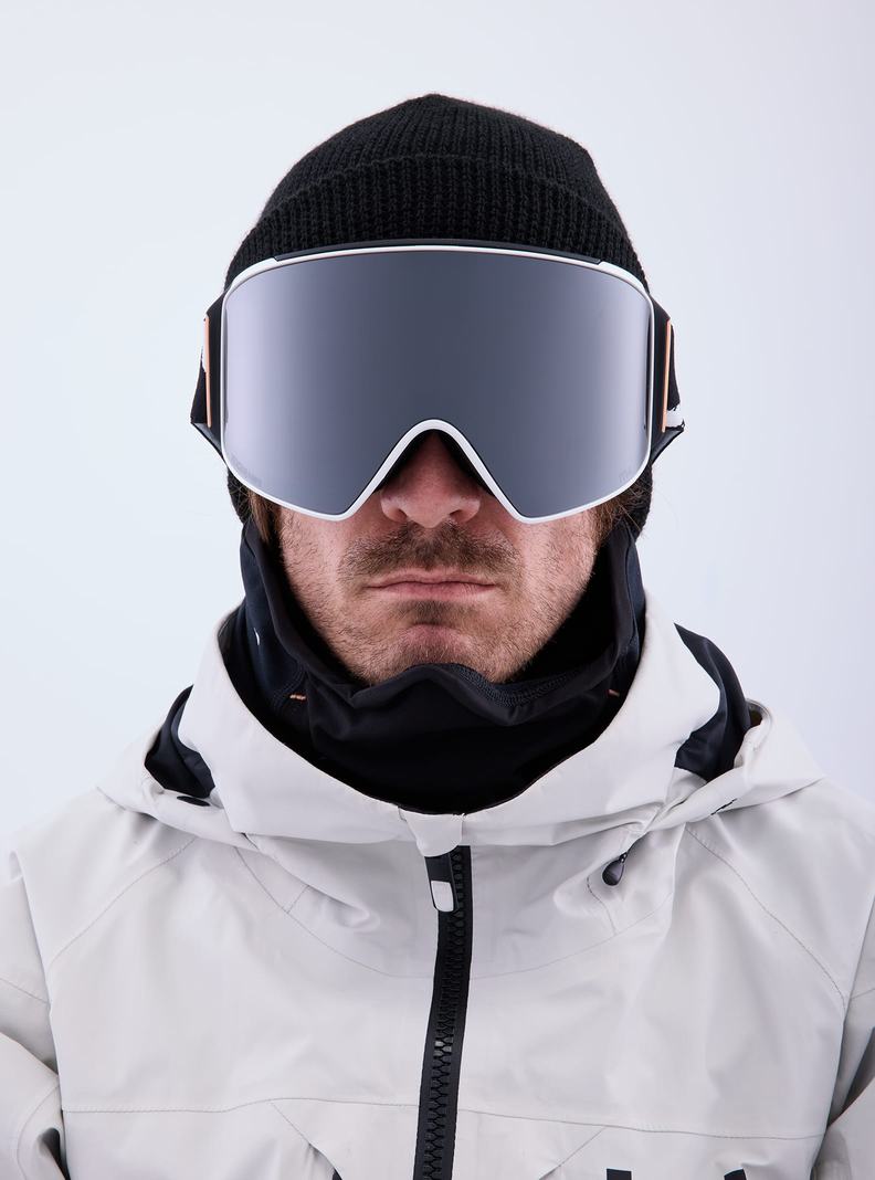 Burton Anon M4 Goggles (Cylindrical) + Bonus Lens + MFI® Face Mask Skibrillen Herren Orange Schwarz Lila | 708-VIBRDU