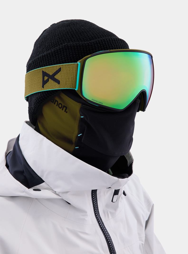 Burton Anon M4 Goggles (Toric) + Bonus Lens + MFI® Face Mask Skibrillen Herren Grün Rosa | 426-OXKBEJ
