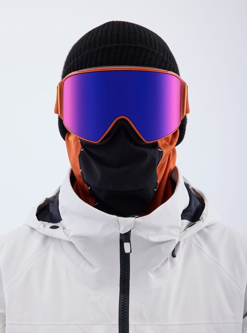 Burton Anon M4 Low Bridge Fit Goggles (Cylindrical) + Bonus Lens + MFI® Face Mask Skibrillen Herren Orange Rot | 743-YVLAGQ