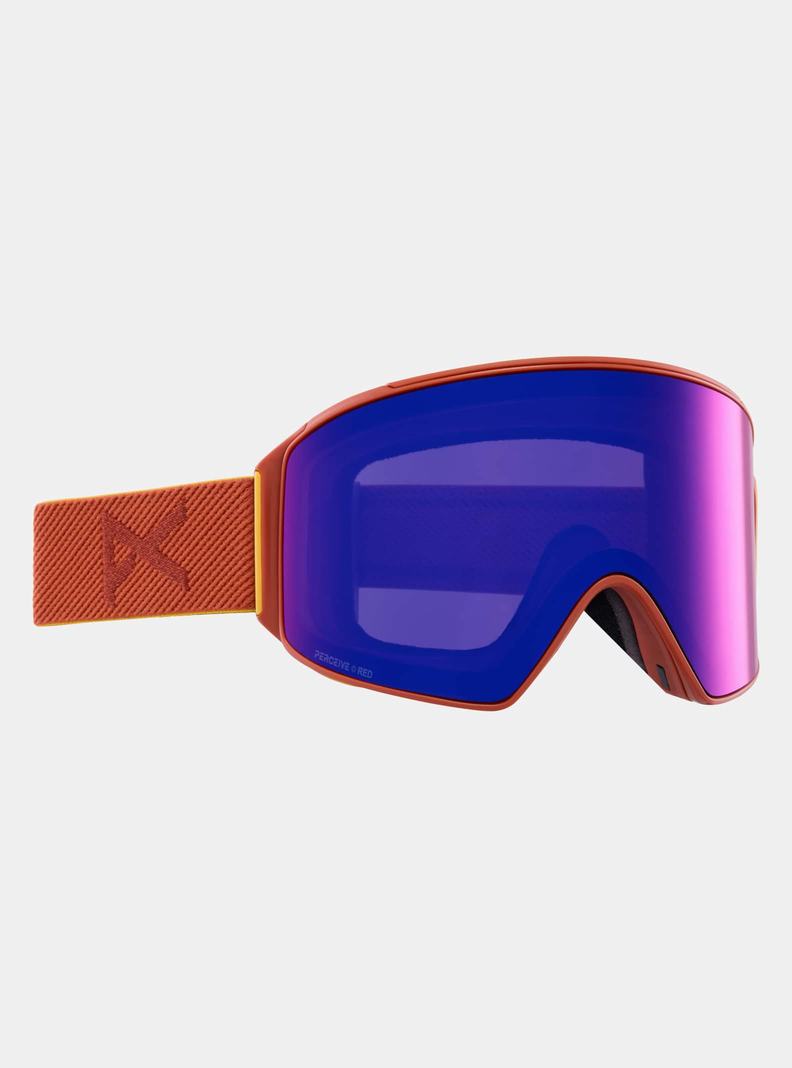 Burton Anon M4 Low Bridge Fit Goggles (Cylindrical) + Bonus Lens + MFI® Face Mask Skibrillen Herren Orange Rot | 743-YVLAGQ