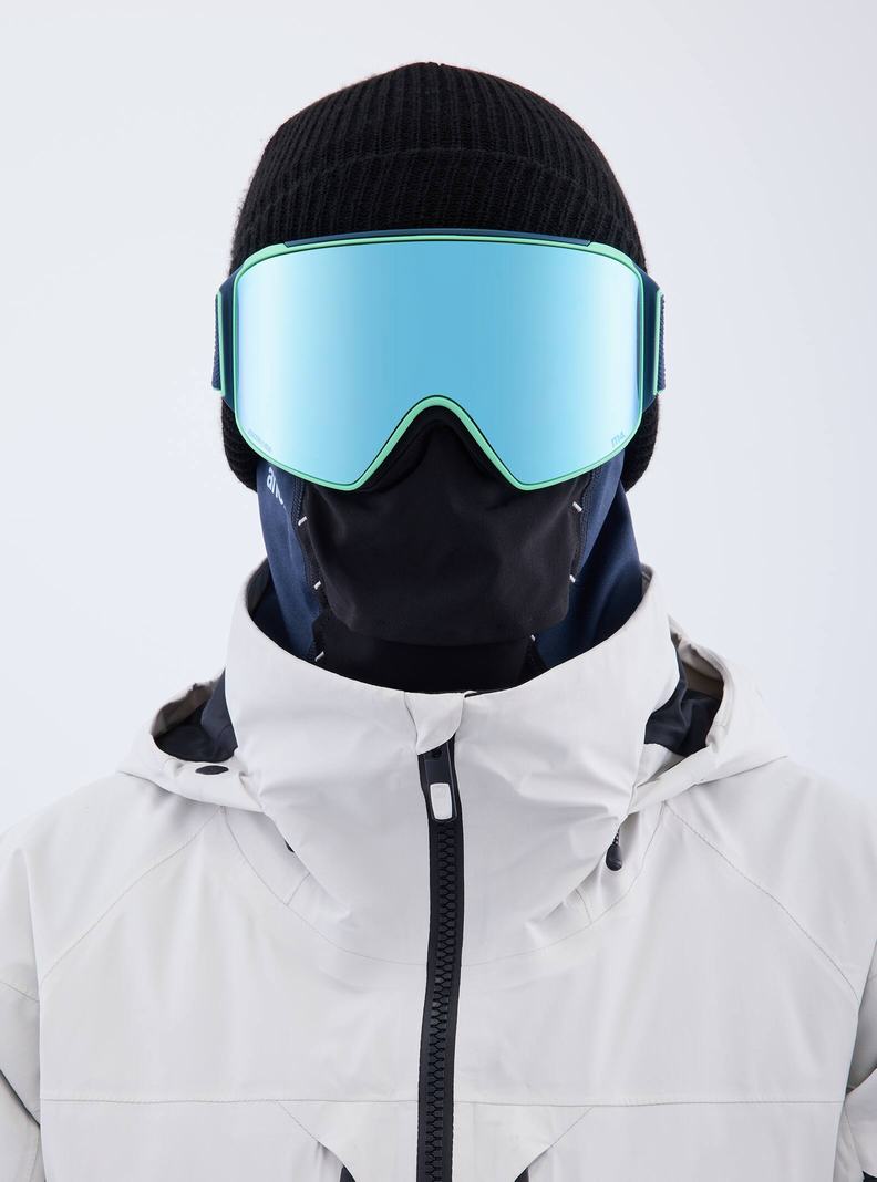 Burton Anon M4 Low Bridge Fit Goggles (Cylindrical) + Bonus Lens + MFI® Face Mask Skibrillen Herren Navy Blau Rosa | 852-BELSMD