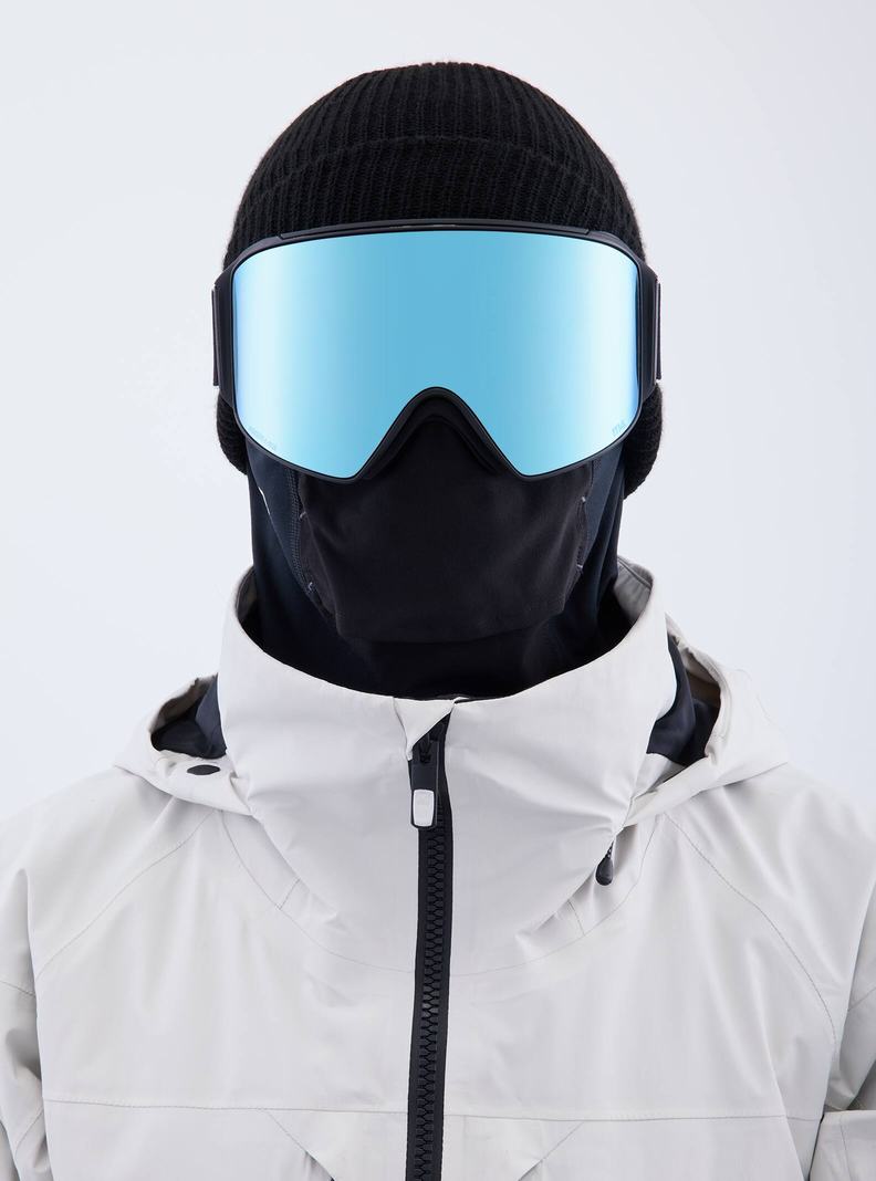 Burton Anon M4 Low Bridge Fit Goggles (Cylindrical) + Bonus Lens + MFI® Face Mask Skibrillen Herren Schwarz Blau Rosa | 852-WVXDGE