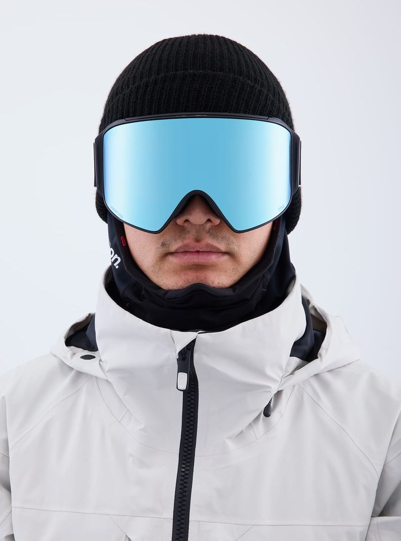 Burton Anon M4 Low Bridge Fit Goggles (Cylindrical) + Bonus Lens + MFI® Face Mask Skibrillen Herren Schwarz Blau Rosa | 852-WVXDGE
