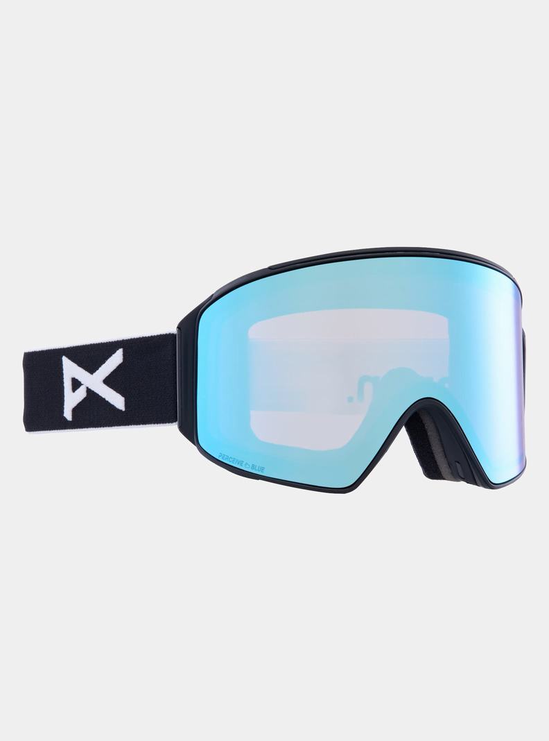 Burton Anon M4 Low Bridge Fit Goggles (Cylindrical) + Bonus Lens + MFI® Face Mask Skibrillen Herren Schwarz Blau Rosa | 852-WVXDGE