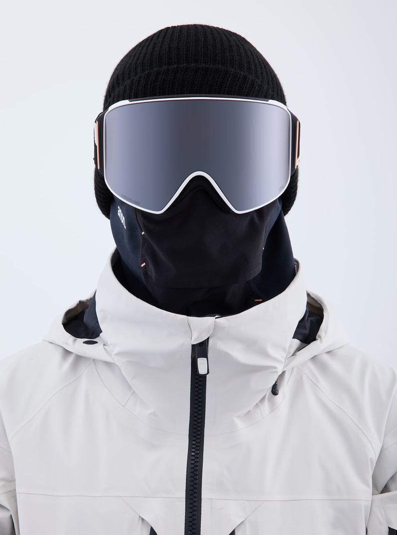 Burton Anon M4 Low Bridge Fit Goggles (Cylindrical) + Bonus Lens + MFI® Face Mask Skibrillen Herren Orange Schwarz Lila | 928-XOADYN