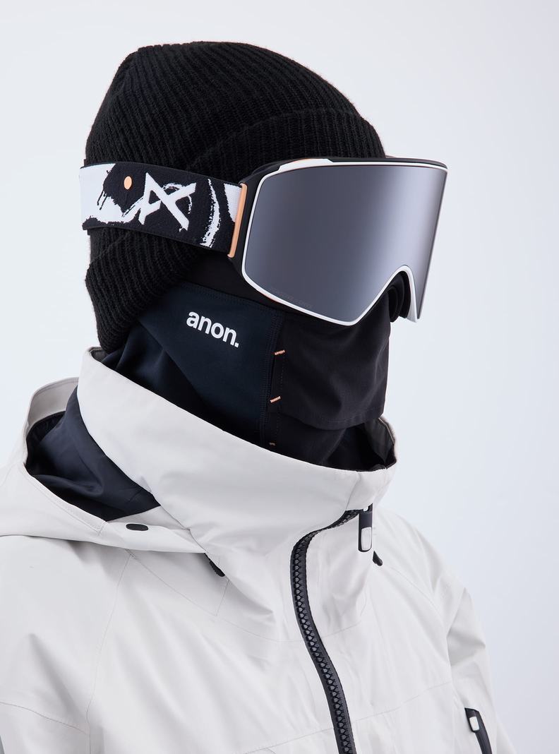 Burton Anon M4 Low Bridge Fit Goggles (Cylindrical) + Bonus Lens + MFI® Face Mask Skibrillen Herren Orange Schwarz Lila | 928-XOADYN