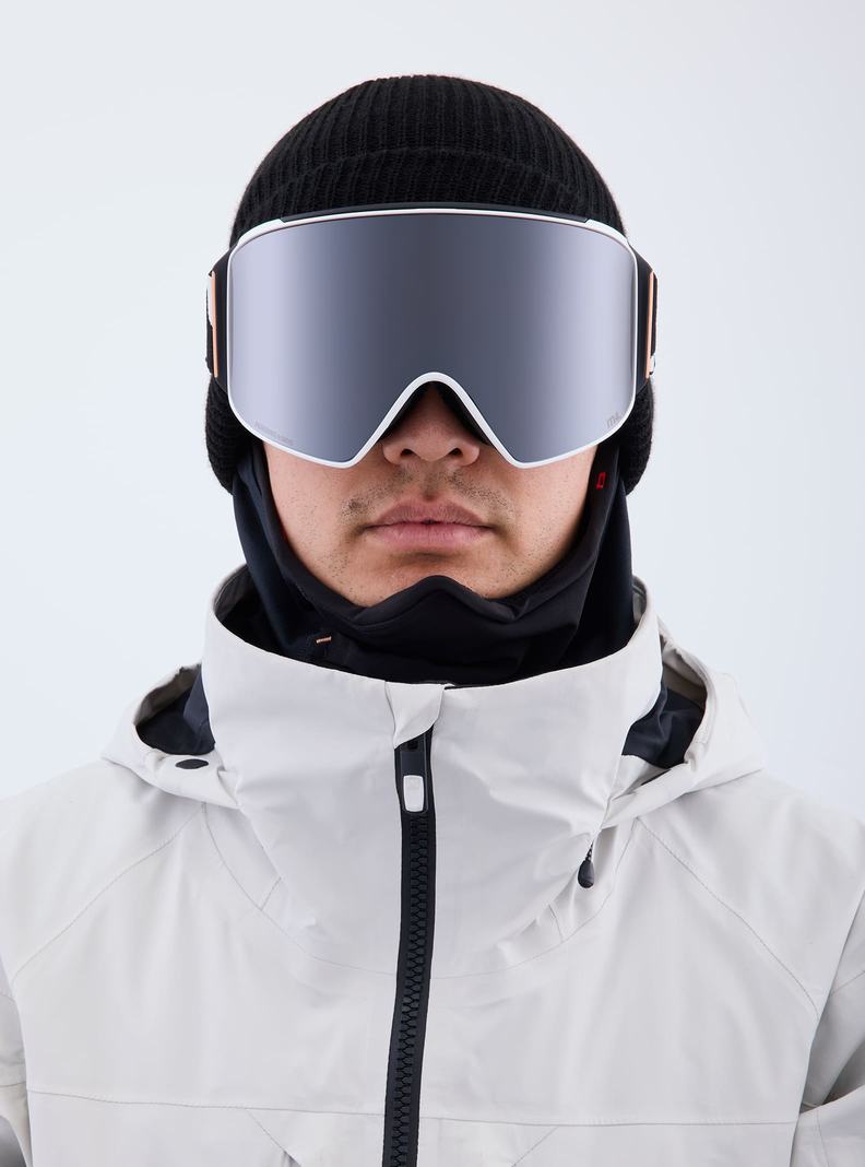 Burton Anon M4 Low Bridge Fit Goggles (Cylindrical) + Bonus Lens + MFI® Face Mask Skibrillen Herren Orange Schwarz Lila | 928-XOADYN