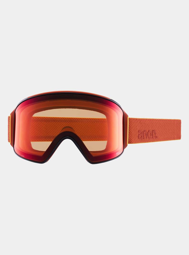 Burton Anon M4 Low Bridge Fit Goggles (Cylindrical) + Bonus Lens + MFI® Face Mask Skibrillen Herren Orange Schwarz Lila | 928-XOADYN