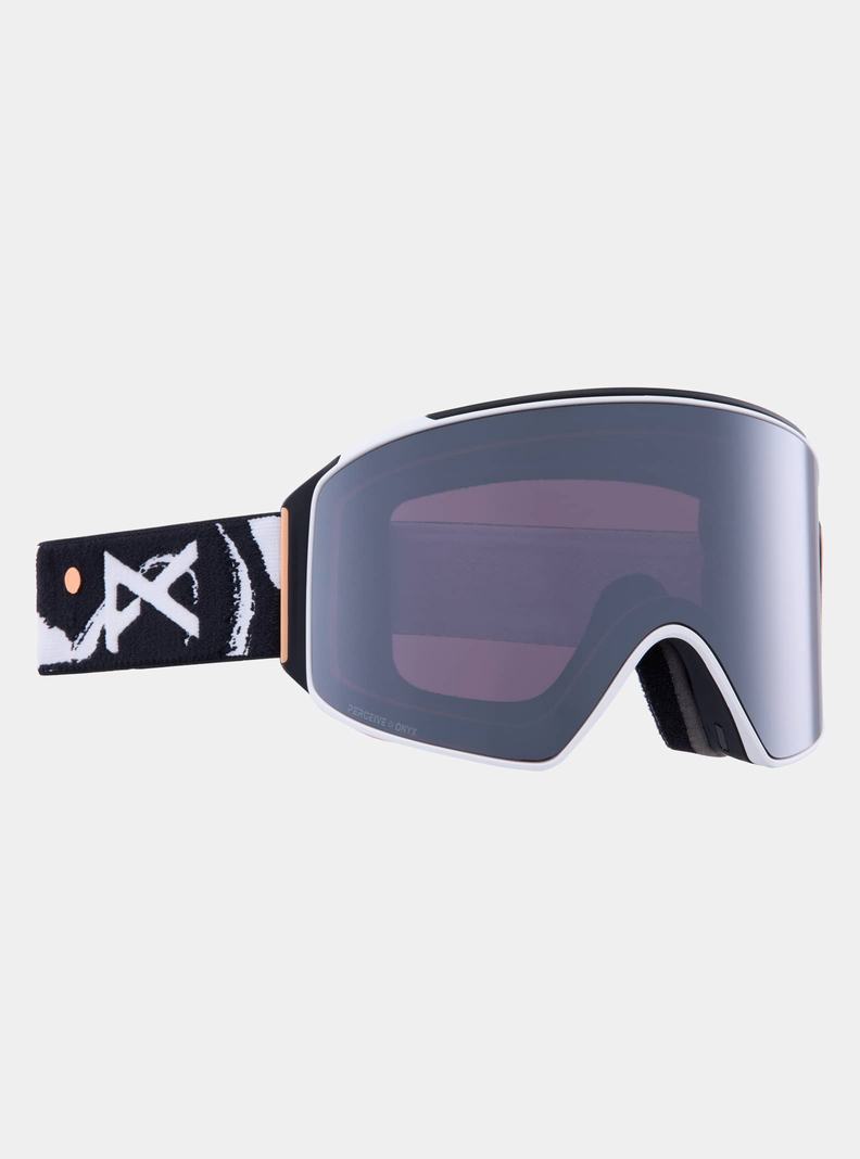Burton Anon M4 Low Bridge Fit Goggles (Cylindrical) + Bonus Lens + MFI® Face Mask Skibrillen Herren Orange Schwarz Lila | 928-XOADYN