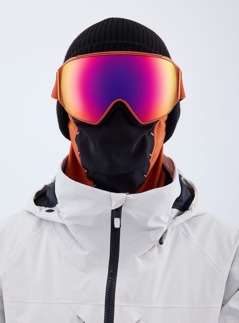 Burton Anon M4 Low Bridge Fit Goggles (Toric) + Bonus Lens + MFI® Face Mask Skibrillen Damen Orange Rot | 013-LIEJGF