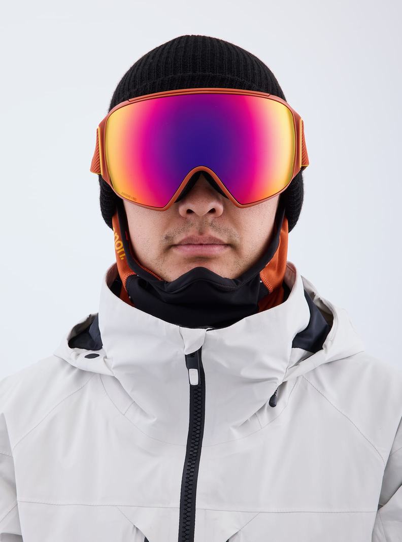 Burton Anon M4 Low Bridge Fit Goggles (Toric) + Bonus Lens + MFI® Face Mask Skibrillen Damen Orange Rot | 013-LIEJGF