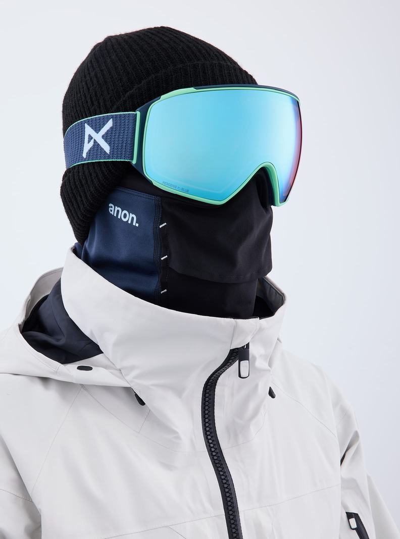Burton Anon M4 Low Bridge Fit Goggles (Toric) + Bonus Lens + MFI® Face Mask Skibrillen Damen Navy Blau Rosa | 341-LHECGX