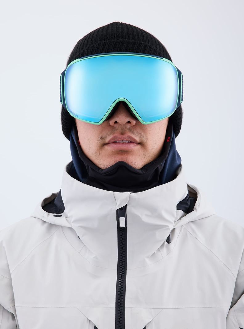 Burton Anon M4 Low Bridge Fit Goggles (Toric) + Bonus Lens + MFI® Face Mask Skibrillen Damen Navy Blau Rosa | 341-LHECGX